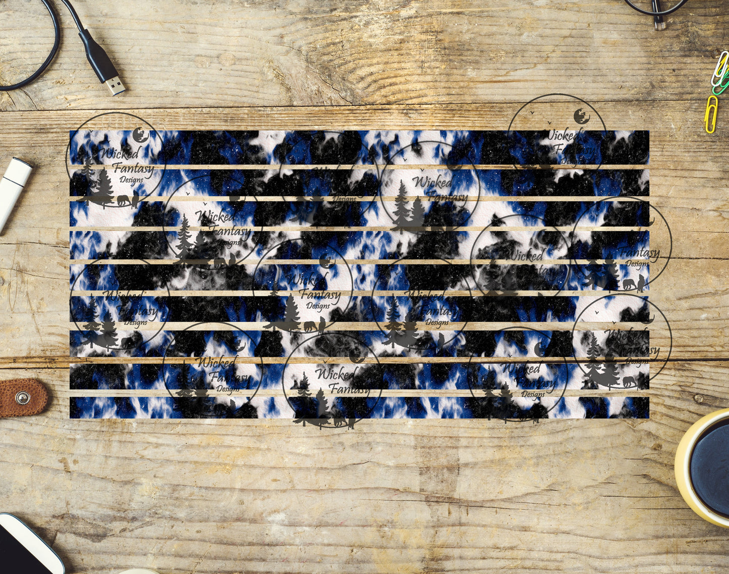 UVDTF Black and Blue 6x12" Striping element