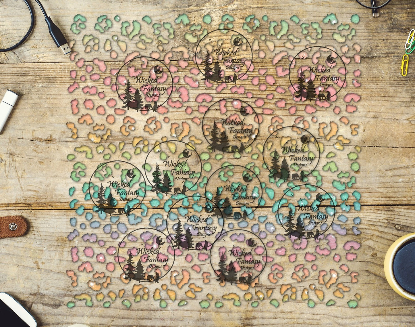 UVDTF Prism Dust Small Fuzzy Leopard Print 10"x10" Element Sheet