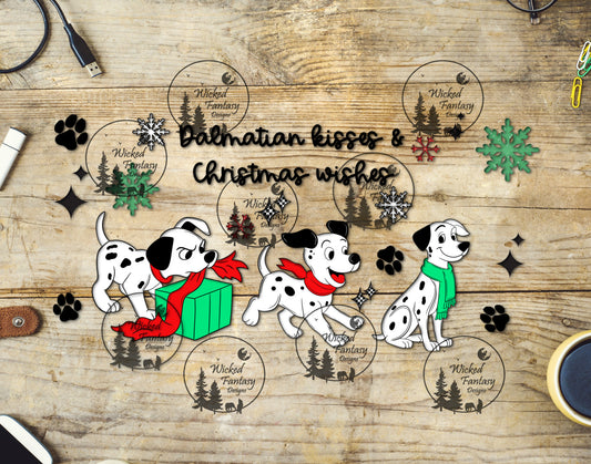 UVDTF Dalmatian Kisses and Christmas Wishes 16oz 40oz