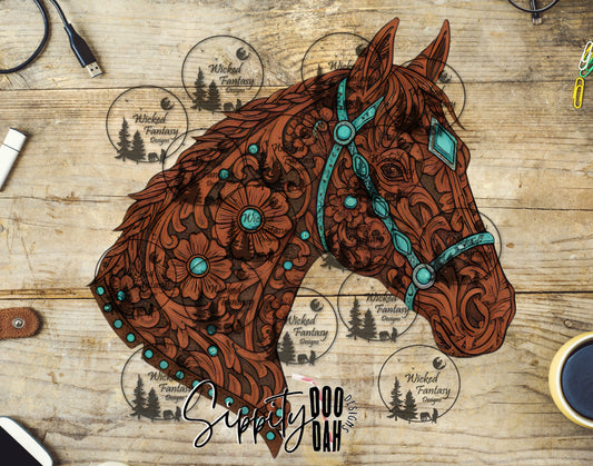 UVDTF Tooled and Turquoise Horse