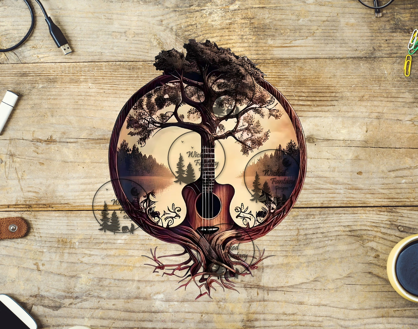 UVDTF Guitar Grown from a Tree