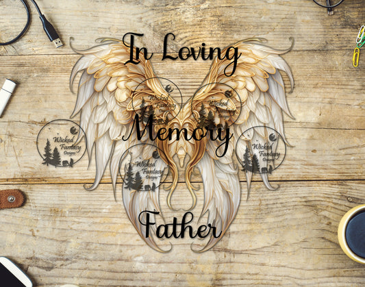 UVDTF In Loving Memory Father Gold Angel Wings