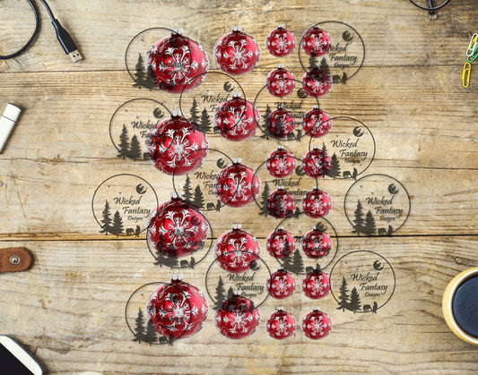 UVDTF Red Snowflake Ornaments Elements 11" x 6"