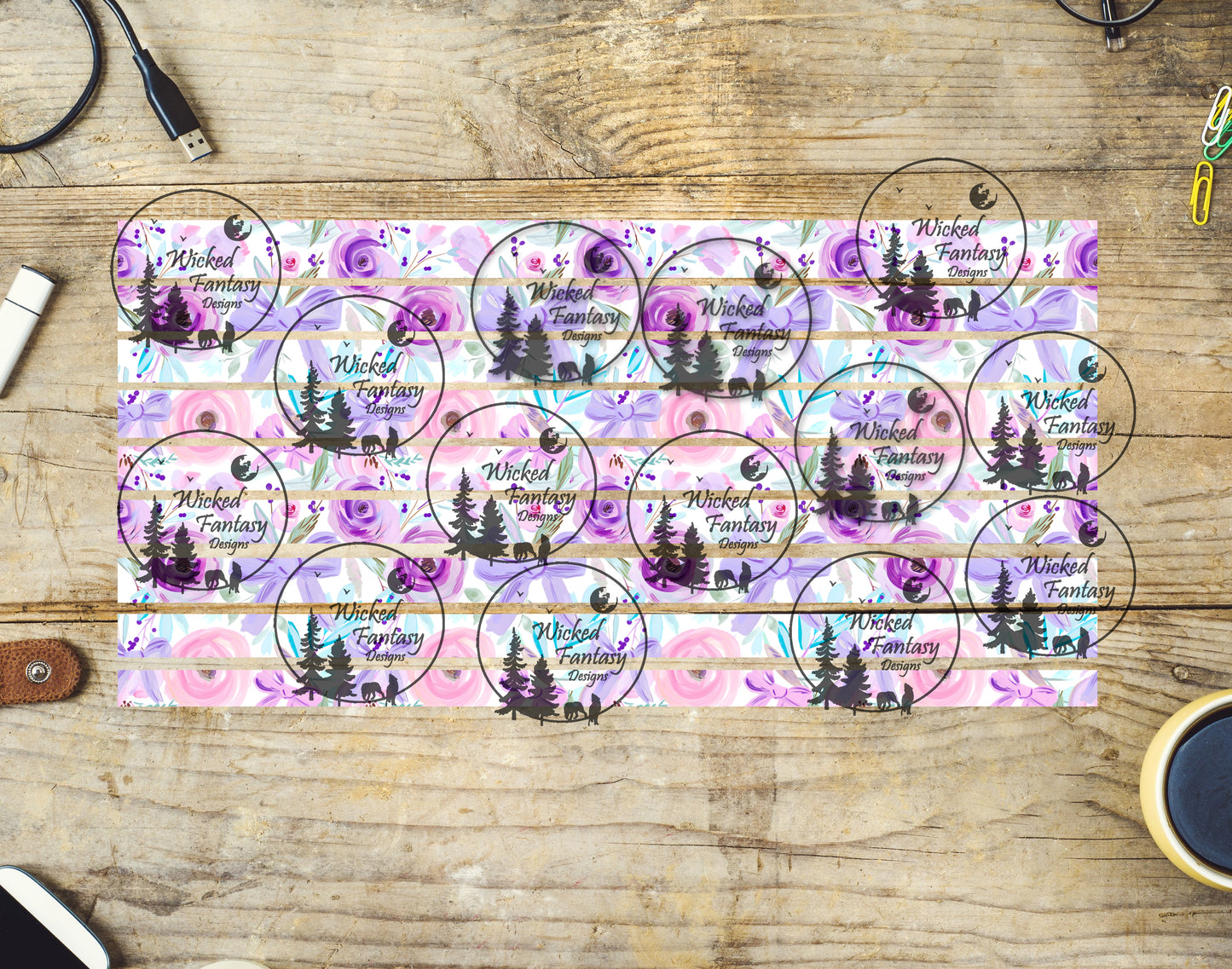 UVDTF Pastel Flowers and Bows 6x12" Striping element