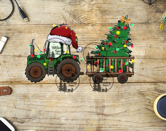 UVDTF Tractor Pulling Christmas Tree