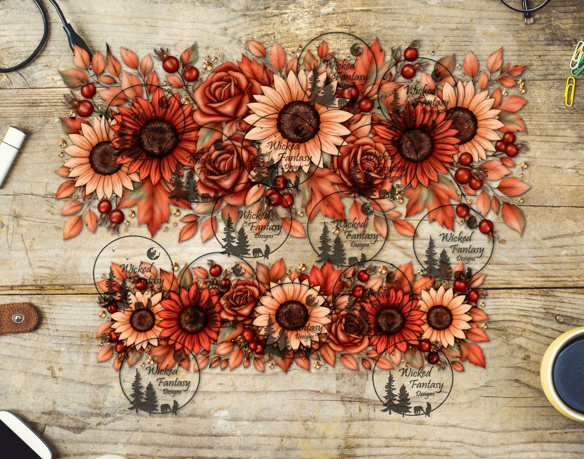 UVDTF Rust Sunflowers and Roses 40oz 16oz