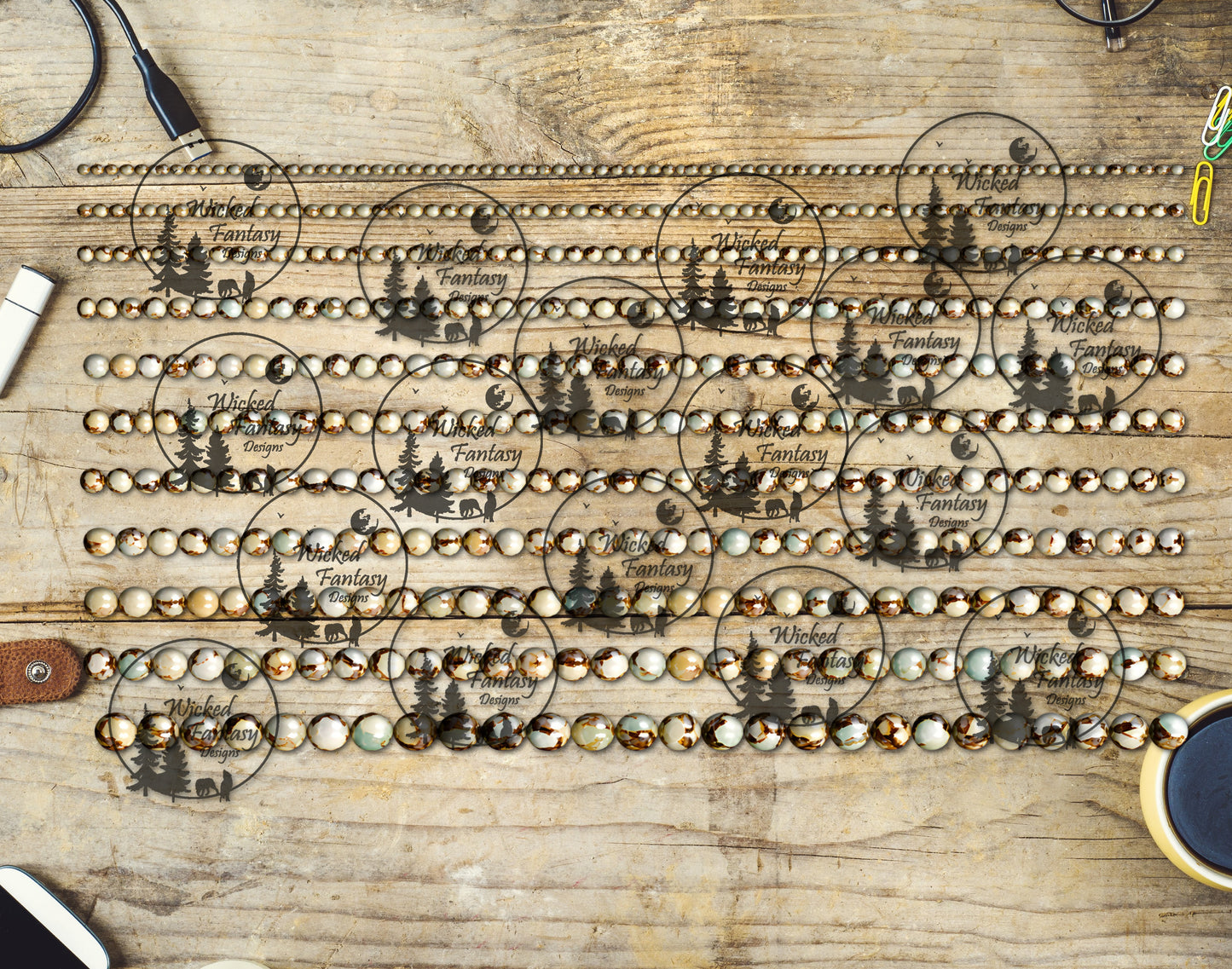 UVDTF Sage Dendritic Pearl Jasper Beads 6x12" Striping
