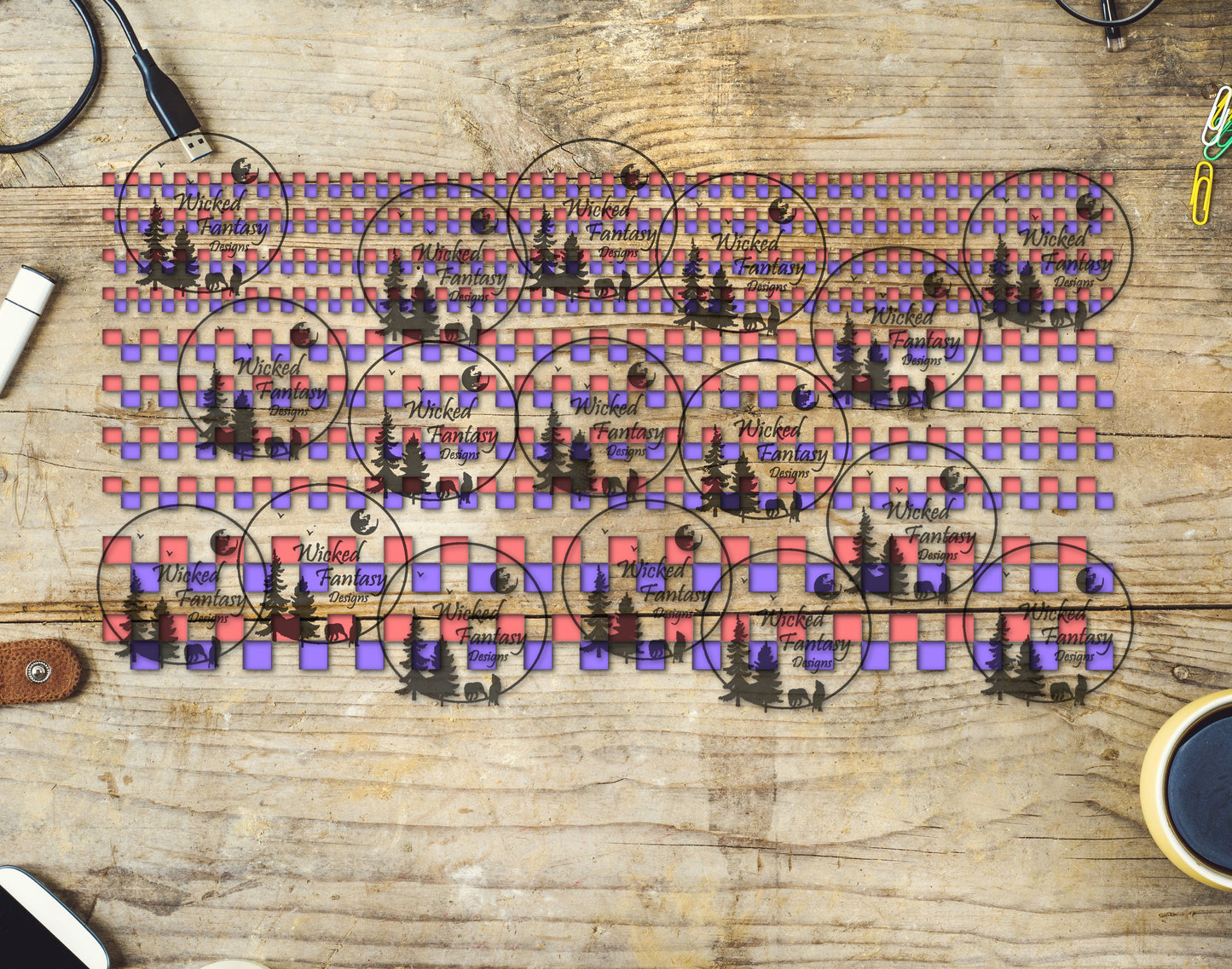 UVDTF Lavender and Pink Checkered 6x12" Striping Element