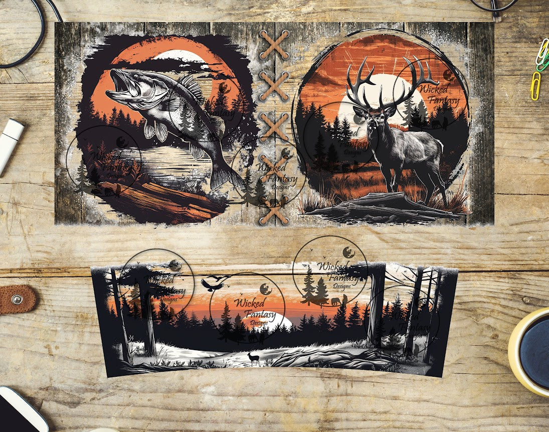 UVDTF Hunt Fish and Forest 16oz 40oz Tumbler Wrap