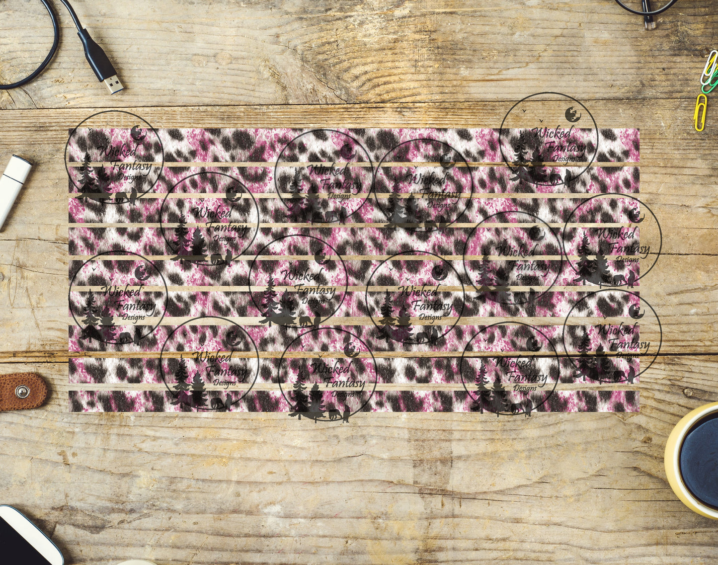 UVDTF Pink and Grey Leopard Print 6x12" Striping element