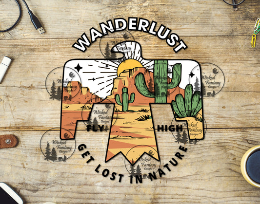 UVDTF Decal Wanderlust Fly High Get Lost In Nature Thunderbird Western Desert 1pc