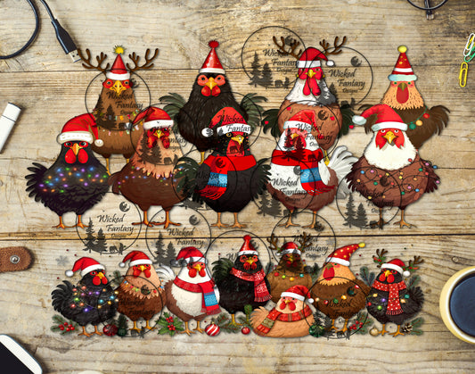 UVDTF Christmas Chickens Tumbler Element 16oz 40oz Wrap