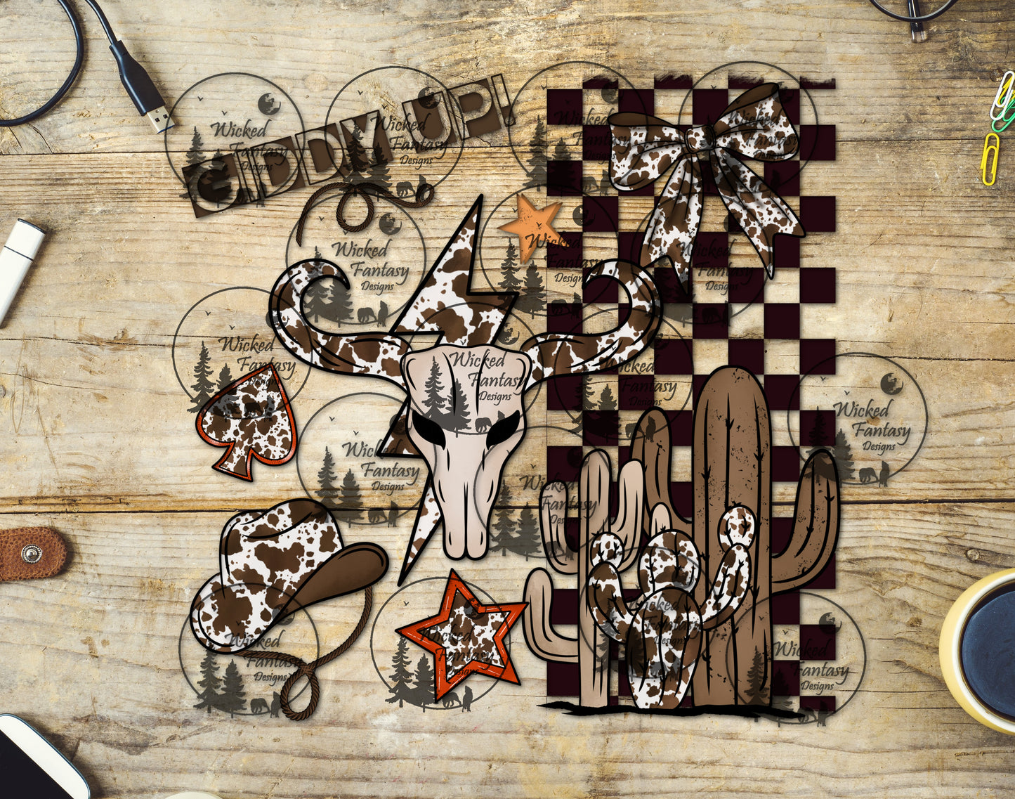 UVDTF Howdy Checkered Western Collage