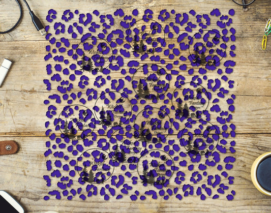 UVDTF Violet Reign Small Fuzzy Leopard Print 10"x10" Element Sheet