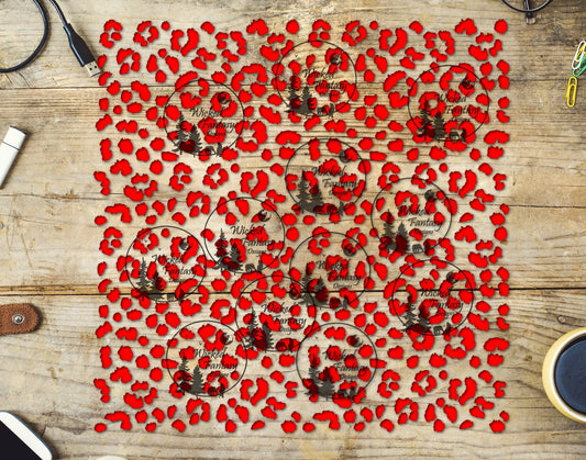 UVDTF Lipstick Red Small Fuzzy Leopard Print 10"x10" Element Sheet