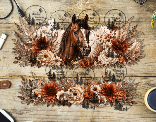 UVDTF Rust and Cream Boho Horse 16oz 40oz Tumbler Wrap