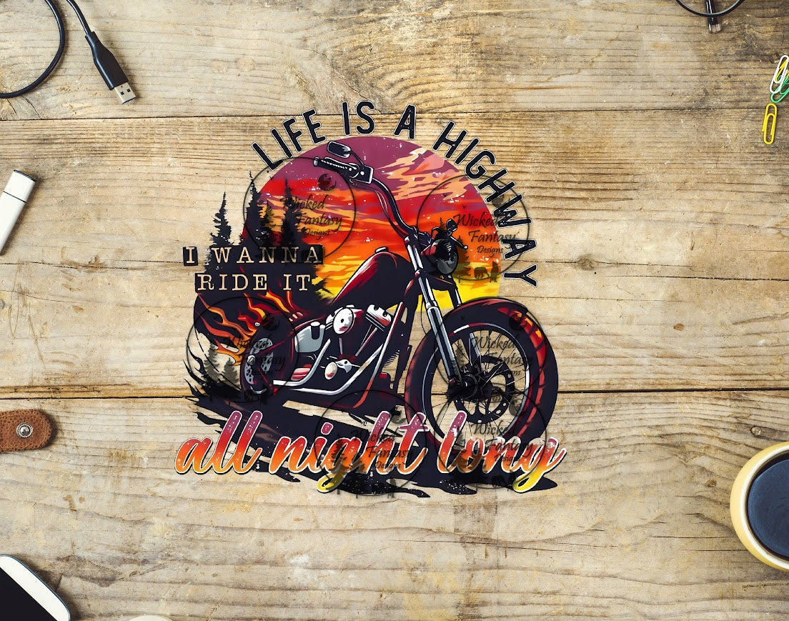 UVDTF Life is a Highway Motorcycle