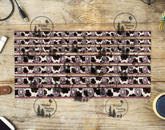 UVDTF Cow Hide and Pink Conchos 6x12" Striping Element
