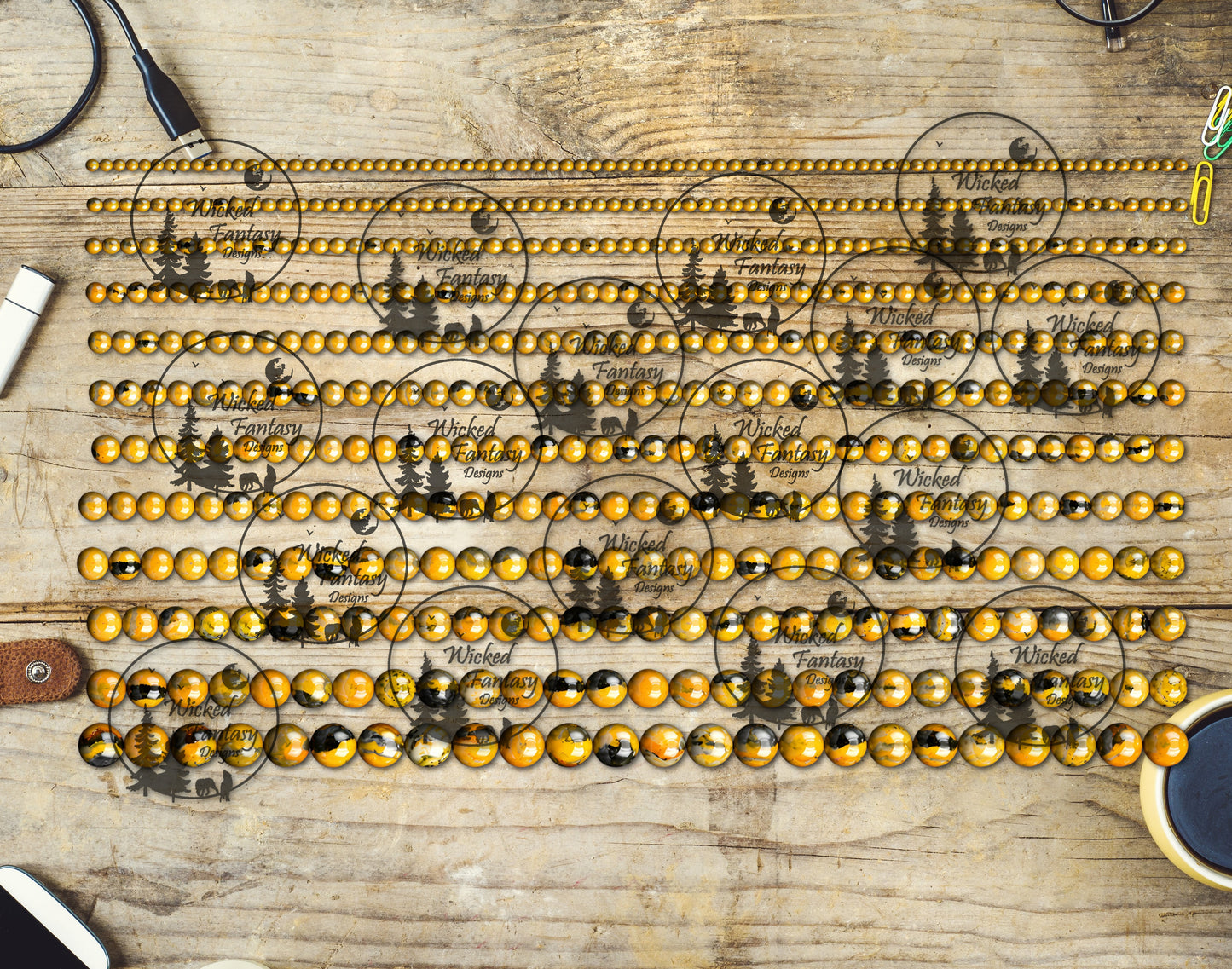 UVDTF Bumble Bee Jasper Beads 6x12" Striping