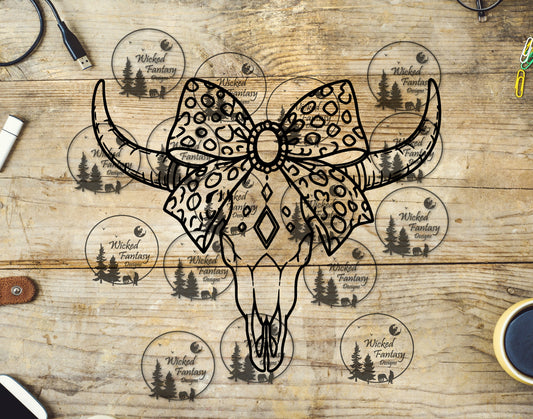 UVDTF Cow Skull with Bow