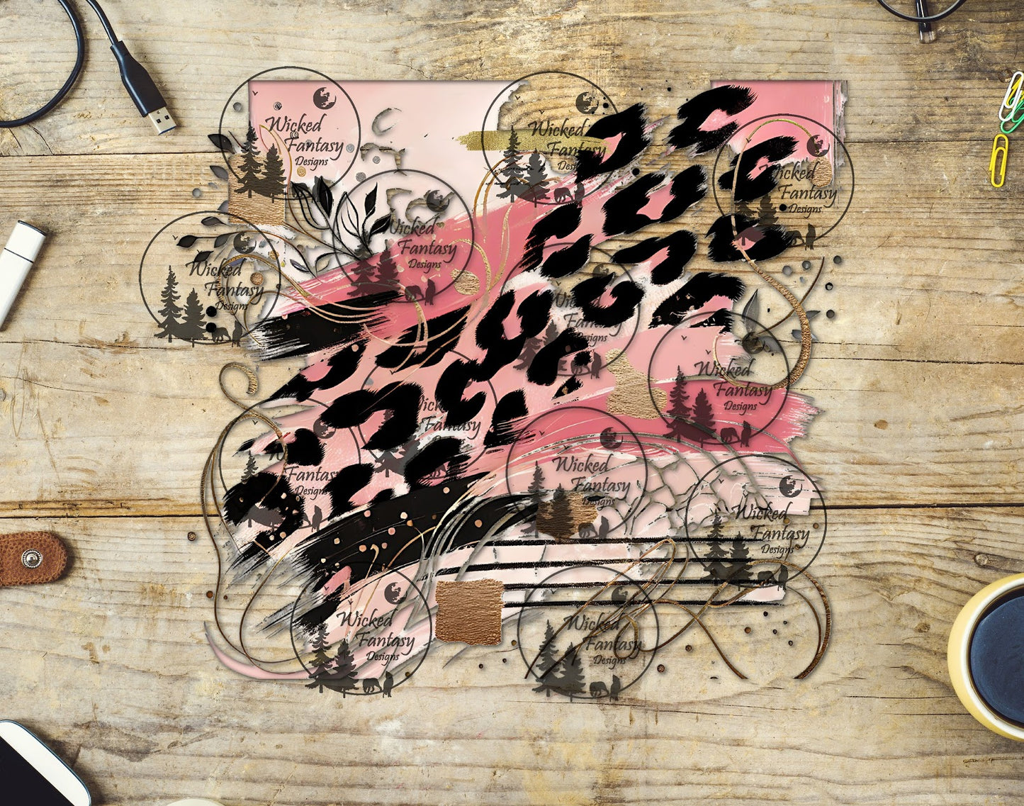 UVDTF Pink Leopard Grunge