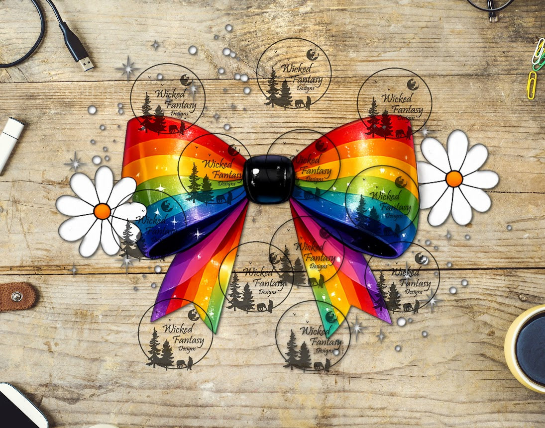UVDTF Rainbow Daisy Bow