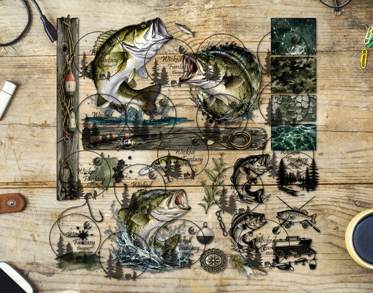 UVDTF Bass Fishing Multimedia Element Sheet