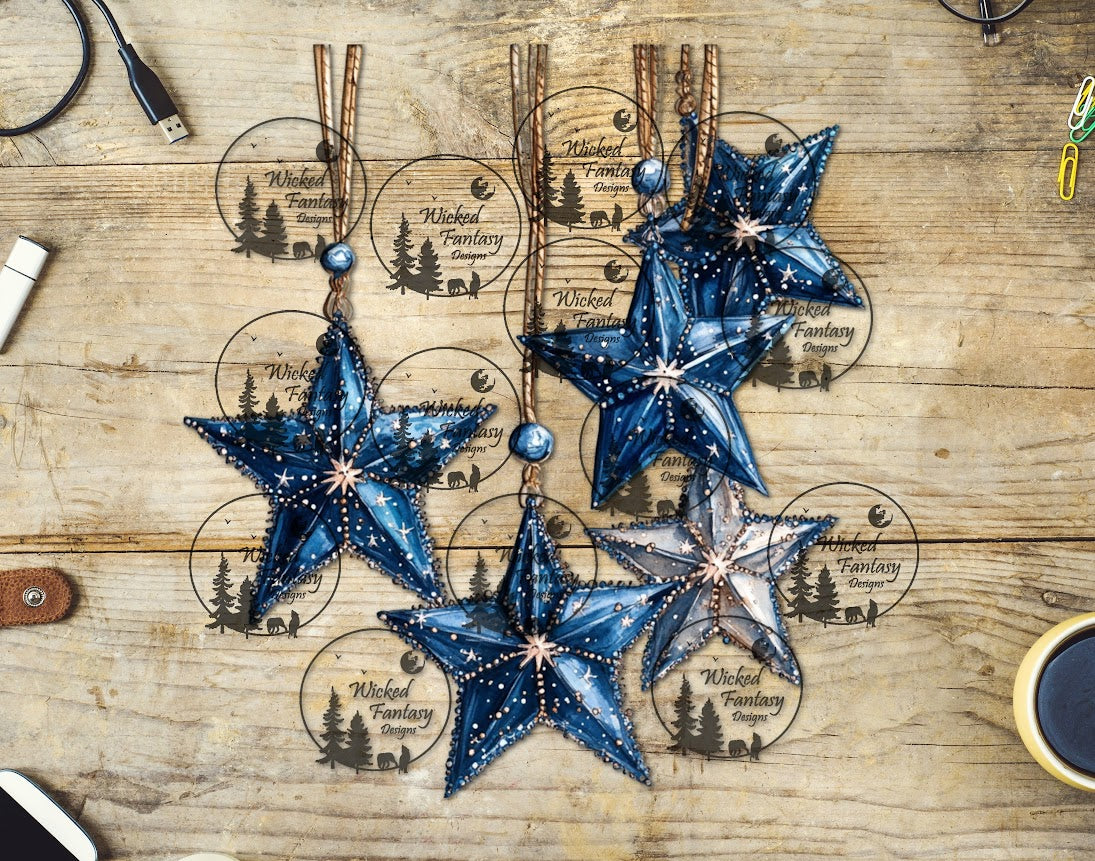 UVDTF Blue Jeweled Hanging Stars