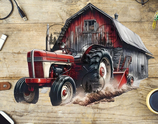 UVDTF Vintage Tractor and Barn