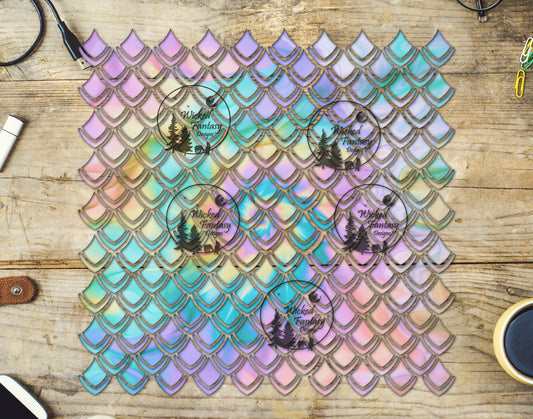 UVDTF Pastel Ink Swirls Dragon Scales 10"x10" Element