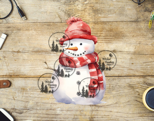 UVDTF Snowman with Red Hat and Scarf