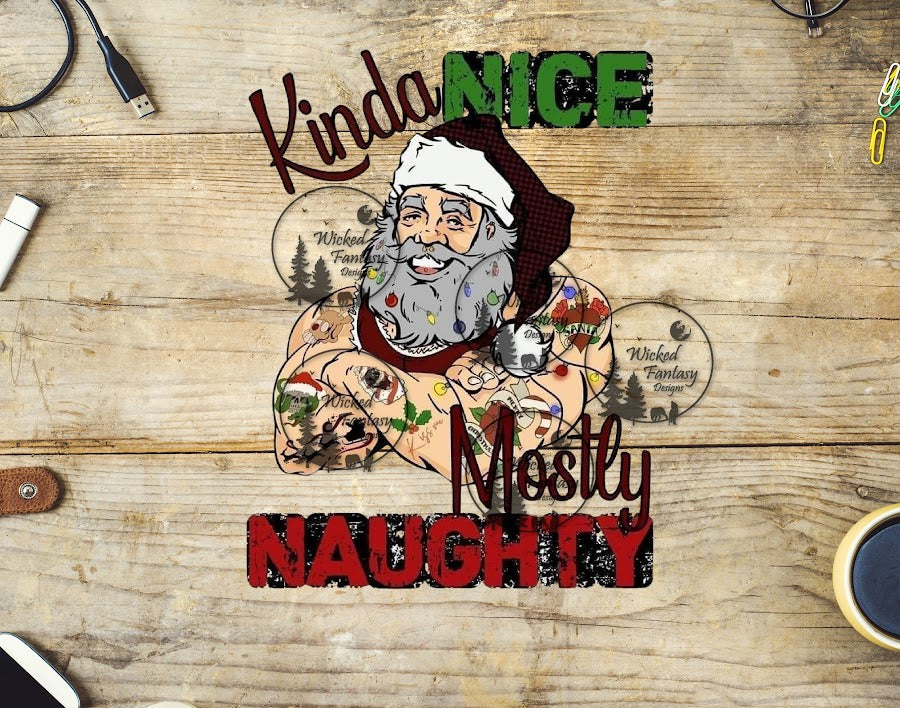 UVDTF Kinda Nice Mostly Naughty Hot Santa