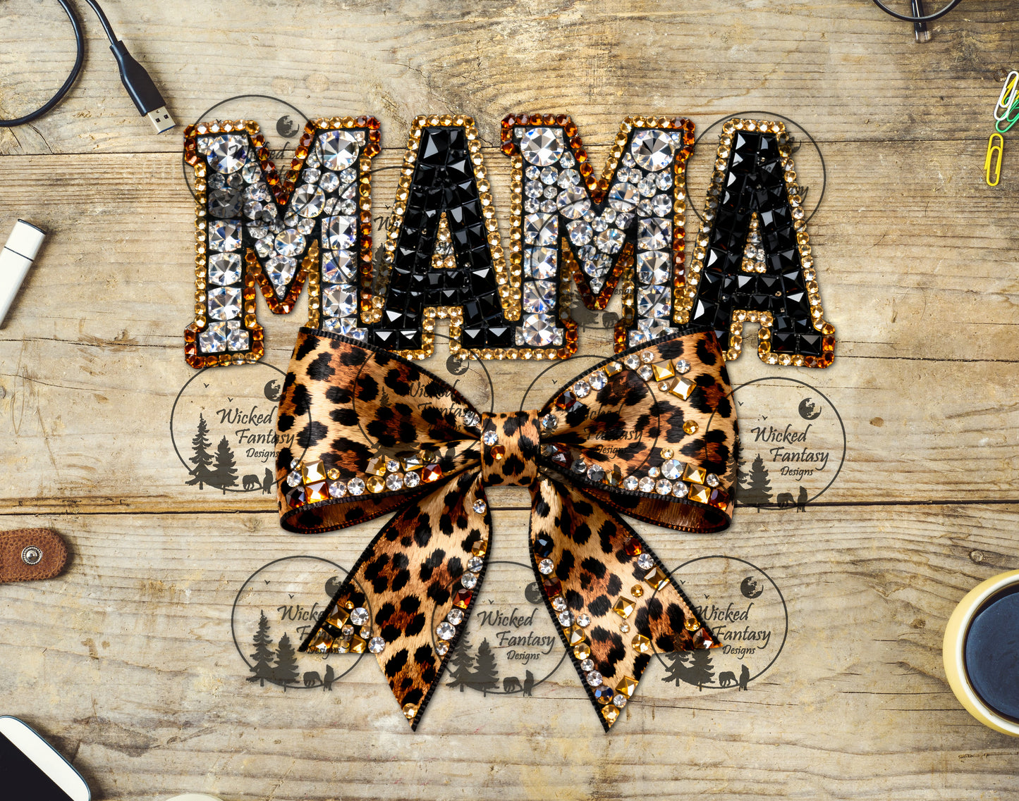 UVDTF Mama Jeweled Leopard Print Bow