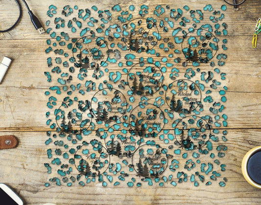 UVDTF Turquoise Stone Small Fuzzy Leopard Print 10"x10" Element Sheet