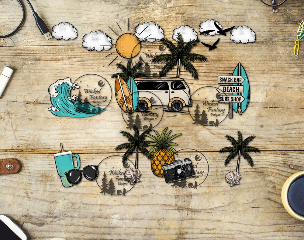 UVDTF Beach Van 20oz 30oz 10"x10" Element