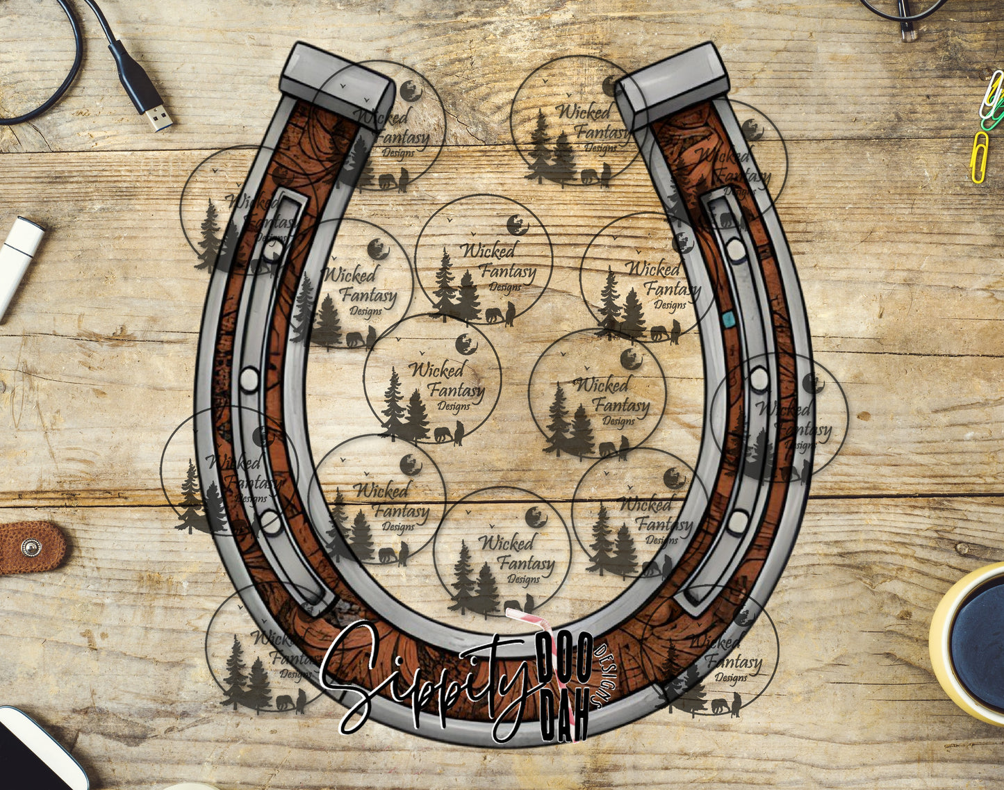 UVDTF Tooled and Turquoise Horse Shoe