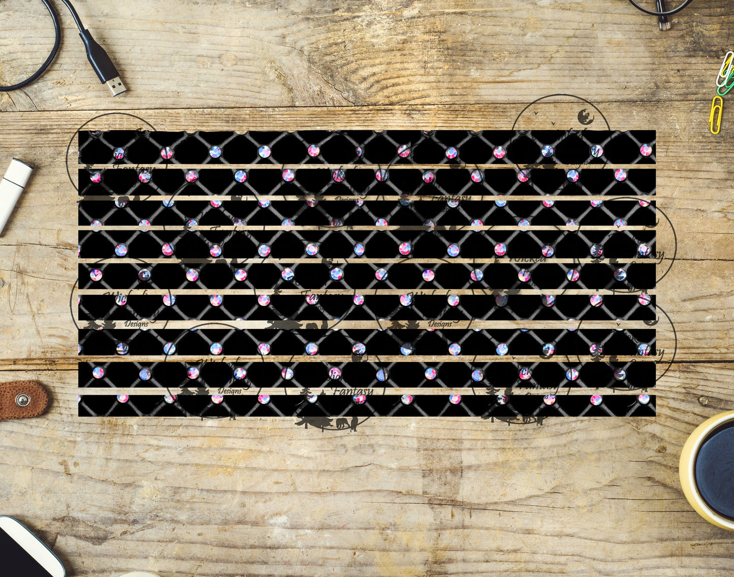 UVDTF Rhinestone Mesh Diamonds 6x12" Striping element