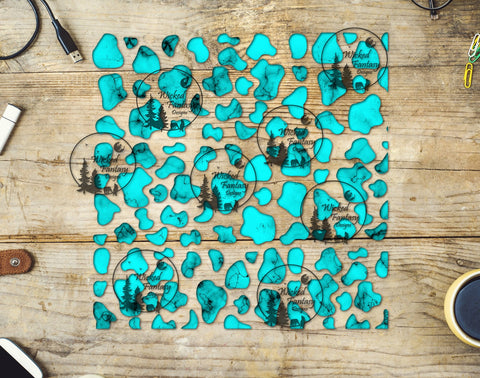 UVDTF Turquoise Rounded Cow Print 20oz 30oz 10"x10" Element