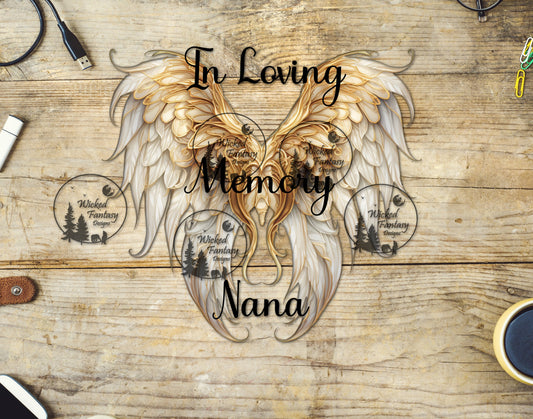 UVDTF In Loving Memory Nana Gold Angel Wings