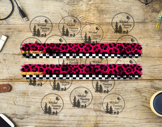 UVDTF Checkered Pink Leopard Border Element
