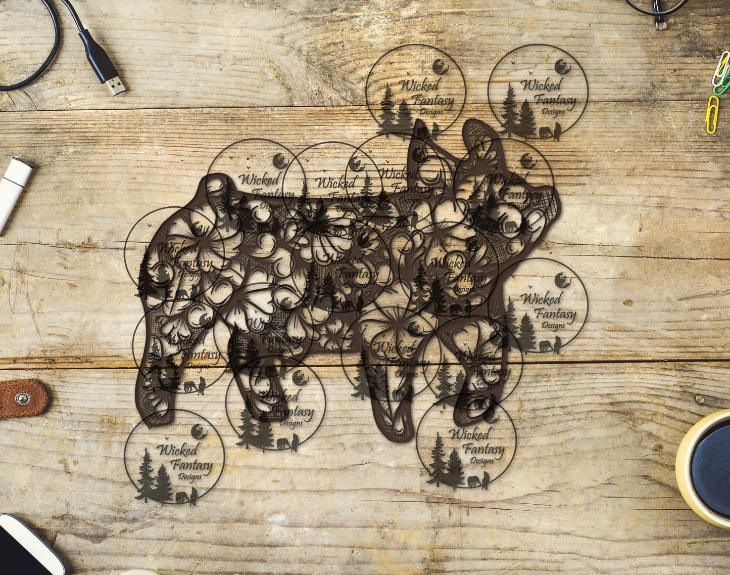 UVDTF Tooled Leather Pig