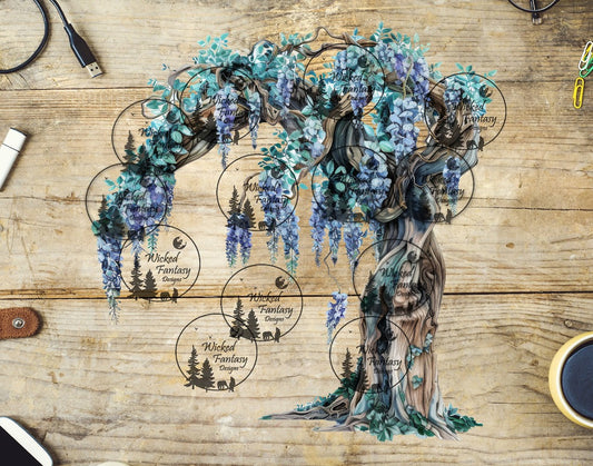 UVDTF Wisteria Draped Crooked Tree