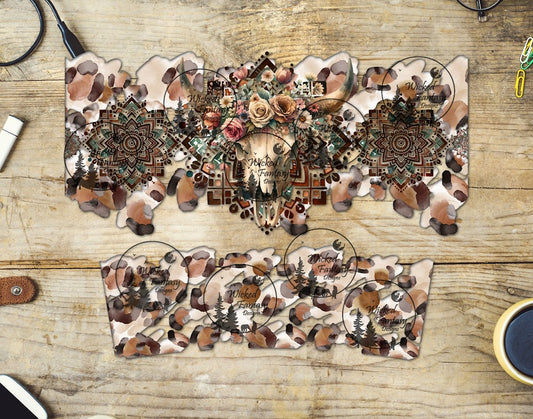 UVDTF Leopard and Mandalas Cow Skull 16oz 40oz Tumbler Wrap