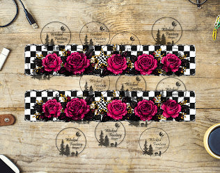 UVDTF Checkered Pink Roses Border Element