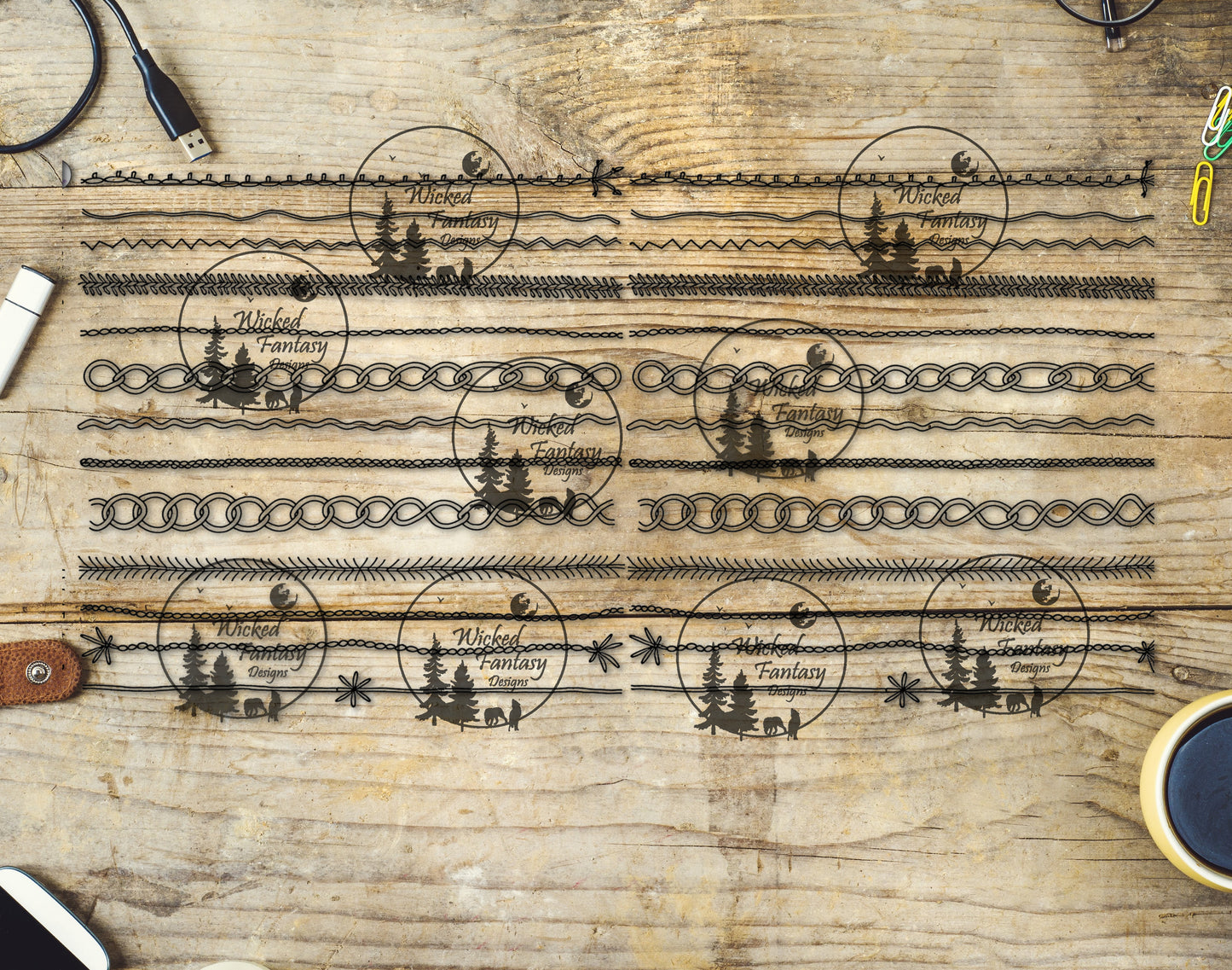 UVDTF Line Art Stitches I 6x12" Striping element