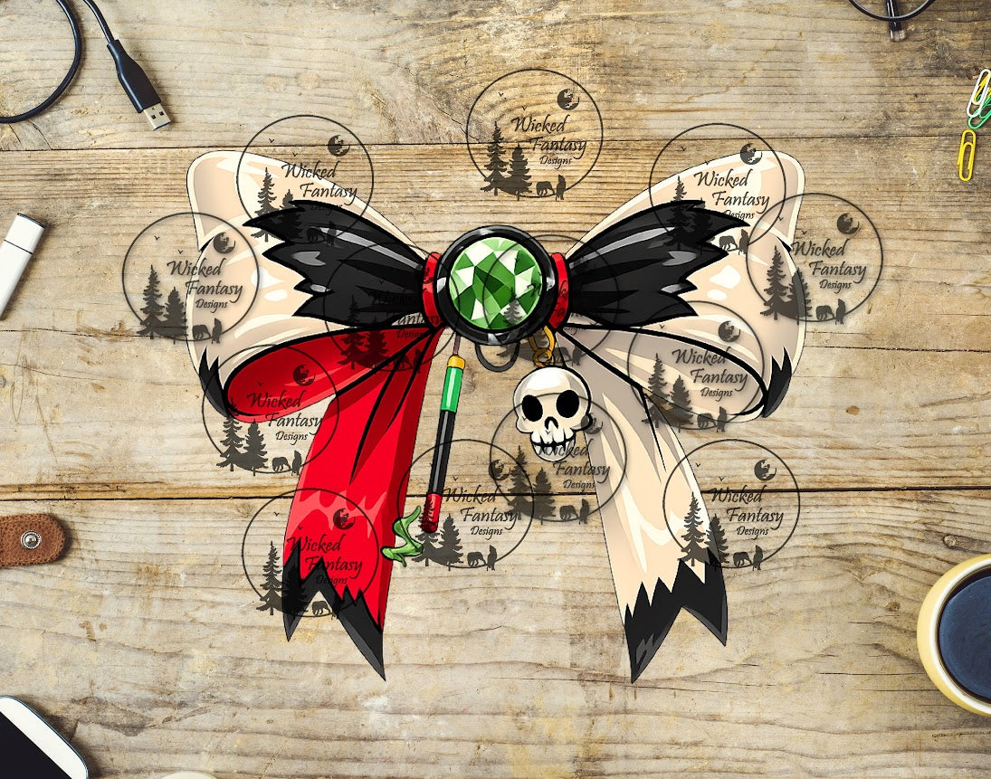 UVDTF Dalmatian Red and Cream Villain Bow