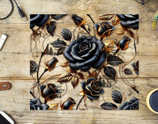 UVDTF Gilded Black Roses 20oz 30oz 10"x10" Element