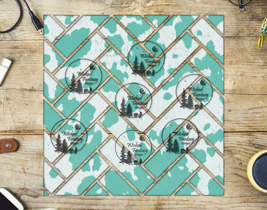 UVDTF Teal Cow Print Herringbone 20oz 30oz 10"x10"
