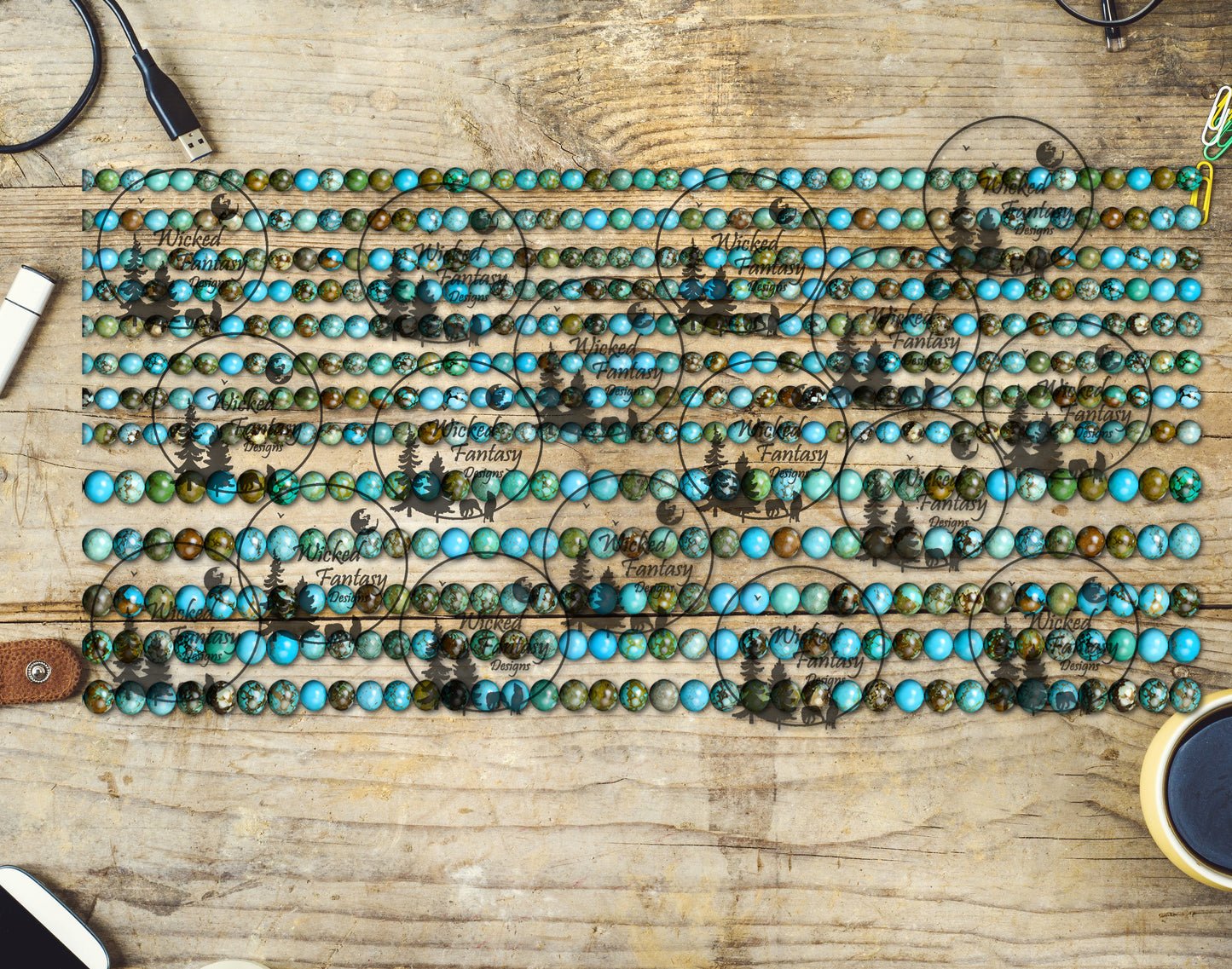 UVDTF Turquoise Beads 6x12" Striping