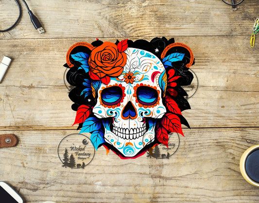 UVDTF Sugar Skull and Red Rose